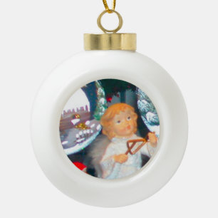 Little angel ceramic ball christmas ornament