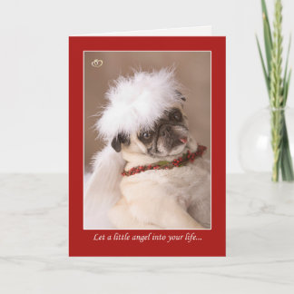 Little Angel Christmas Pug Card