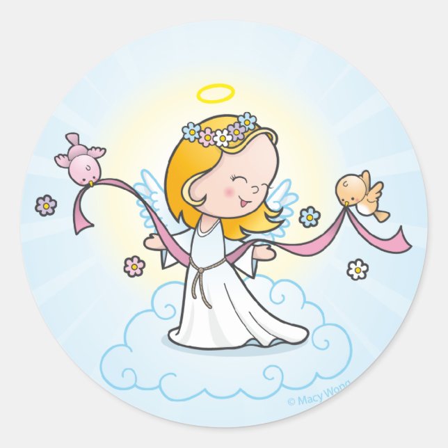 Little Angel Classic Round Sticker (Front)
