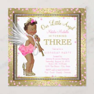 Little Angel Ethnic Girls 3rd Birthday Party Invitation