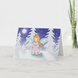 Little Angel in the Moonlight Christmas Card
