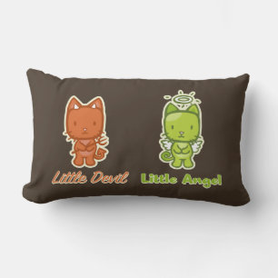 Little Angel, Little Devil Cartoon Kitty Cat Lumbar Pillow