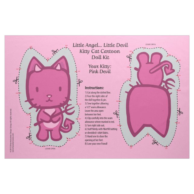 Little Angel...Little Devil Kitty Cat Doll Kit Fabric (Fat Quarter)