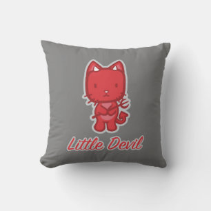 Little Angel, Little Devil Kitty Cat Reversible Throw Pillow