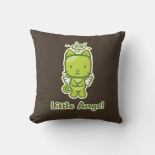Little Angel, Little Devil Kitty Cat Reversible Throw Pillow