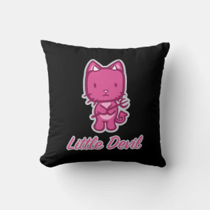 Little Angel, Little Devil Kitty Cat Reversible Throw Pillow