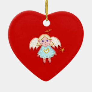 Little Angel on Red Ceramic Ornament