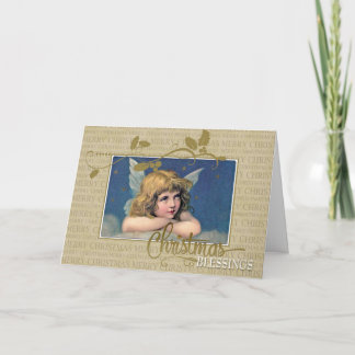 Little Angel Vintage Christmas Blessings Holiday Card