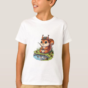 Little Angler Squirrel Kids T-Shirt