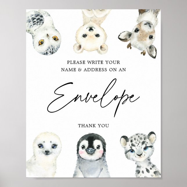 Little Arctic Baby Shower Address Envelope Sign (Front)