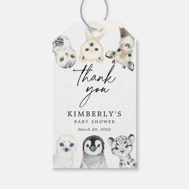 Little Arctic Baby Shower Favour Tag (Front)