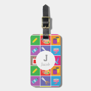 Little Artist Arts Crafts Colourful Pattern Kids Luggage Tag