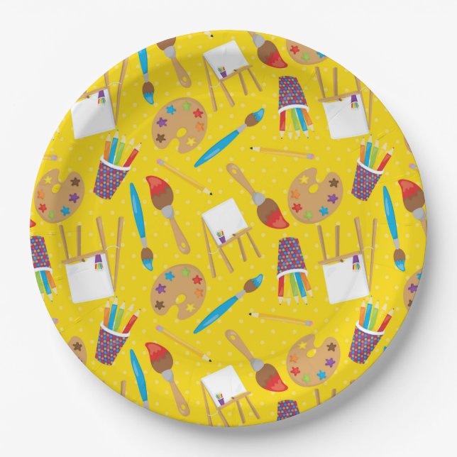 Little Artist pattern Paper Plate (Front)
