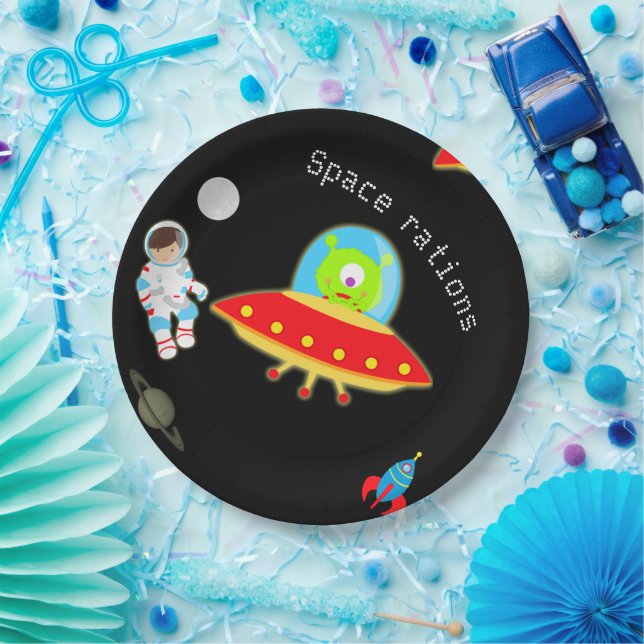 Little Astronaut in Outer Space Birthday Paper Plate (Party)