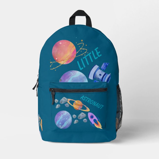 Little Astronaut Kids Backpack – Colourful Space P (Front)