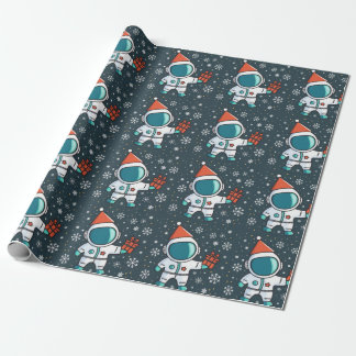 Little Astronaut with Christmas Hat Wrapping Paper