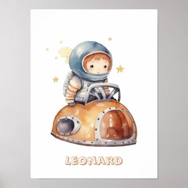 Little Astronaut's Car Customizable Poster (Front)
