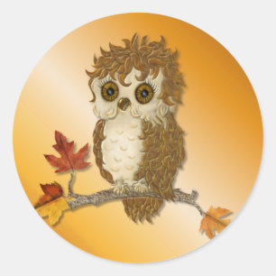 Little Autumn Whoo Owl Classic Round Sticker