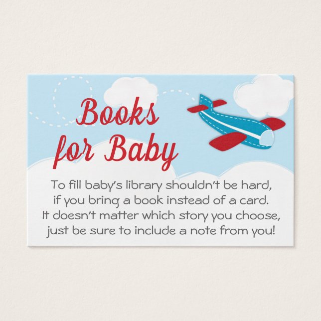 Little Aviator Airplane Baby Shower Book Request (Front)