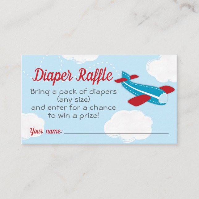 Little Aviator Airplane Baby Shower Diaper Raffle Enclosure Card (Front)
