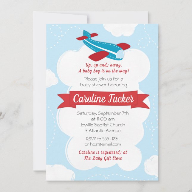 Little Aviator Airplane Baby Shower Invitation (Front)