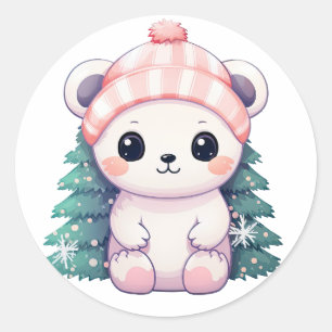 Little Baby Animal Xmas Magic Classic Round Sticker