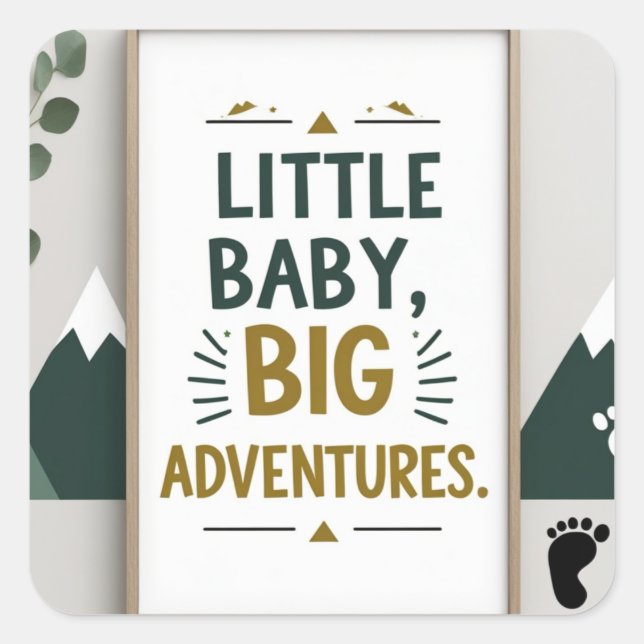 Little baby big  square sticker (Front)