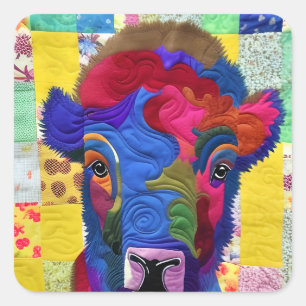 Little Baby Bison Quilt Like Design Square Sticker