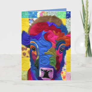 Little Baby Bison Quilt Like Design Thank You Card
