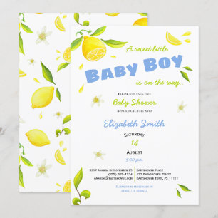 little baby boy on the way babyshower invitation