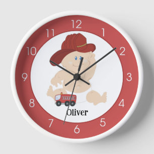 Little Baby Firefighter Personalized Wall Clock