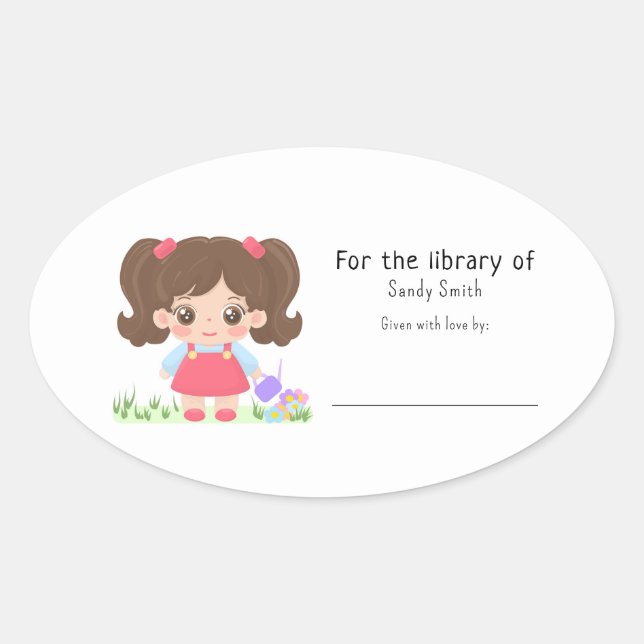 Little baby girl - For the library of Oval Sticker (Front)