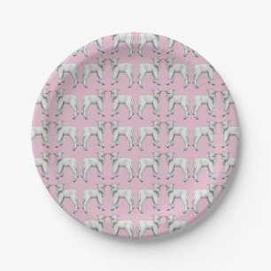 Little Baby Lamb Pink Paper Plates