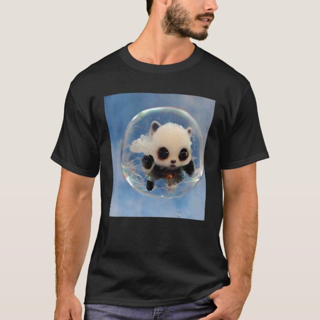 Little baby panda in soap bubble cute animal AI de T-Shirt (Front)