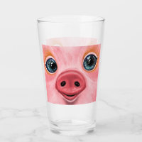 Little Baby Pig Glass Smile - Funny