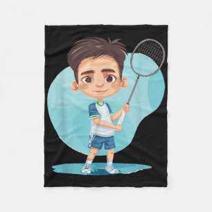 Little Badminton Player Shuttle Game For Boys  Fleece Blanket