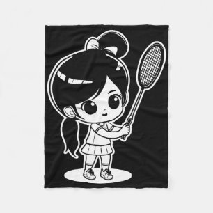 Little Badmintonist Cartoon Shuttle Fleece Blanket