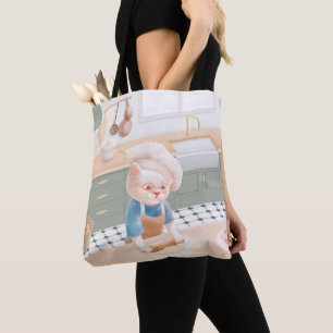 Little Baker Cat: Cozy Morning Kneading Art Tote Bag
