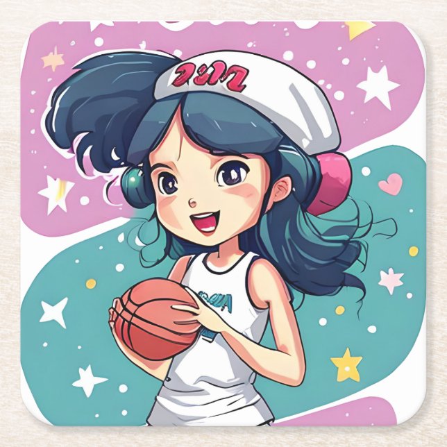 Little Baller Babe Square Paper Coaster (Front)