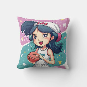 Little Baller Babe Throw Pillow