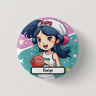 Little Baller Babe, With Custom Nametag!  Button