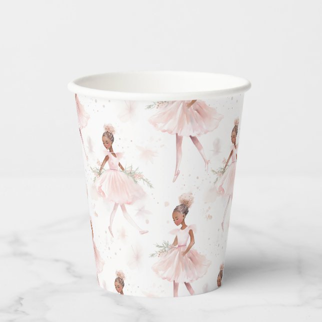Little Ballerina #2 - Black Girl Paper Cups (Front)