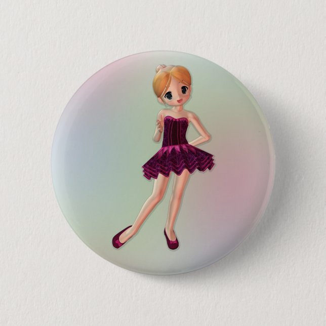 Little Ballerina 2 Inch Round Button (Front)