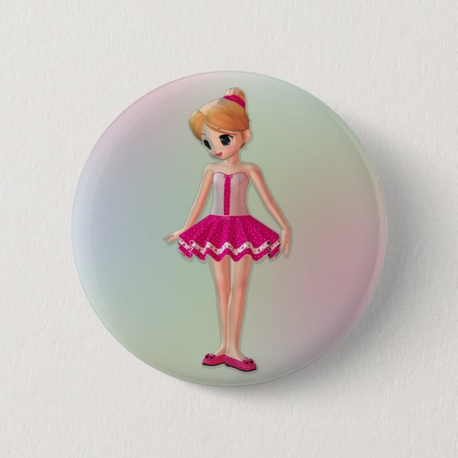Little Ballerina 2 Inch Round Button (Front)
