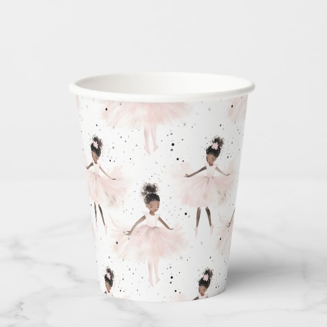 Little Ballerina #6 - Black Girl Paper Cups (Front)