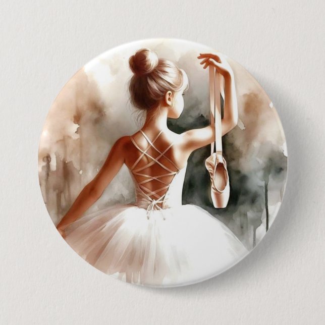 "Little Ballerina Dreams" 3 Inch Round Button (Front)