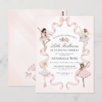 Little Ballerina Girl Ballet Birthday Invitation