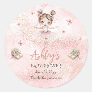 Little Ballerina Is On The Way Tutu Baby Shower Classic Round Sticker