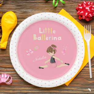 Little Ballerina Pink Ballet Girls Name Party Paper Plate