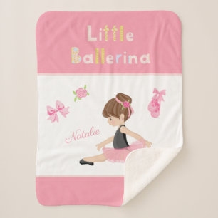 Little Ballerina Pink Ballet Girls Name Sherpa Blanket
